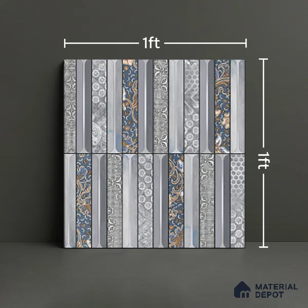 Faux Subway Wall Tile TL 08501 C 1 ft x 1 ft Glue Matte Finish Ceramic Tile - 10 mm | Suitable for Kitchen, Bathroom & Dining Area | Please Expect a Slight Variation of Pattern