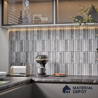 Faux Subway Wall Tile TL 08501 C 1 ft x 1 ft Glue Matte Finish Ceramic Tile - 10 mm | Suitable for Kitchen, Bathroom & Dining Area | Please Expect a Slight Variation of Pattern