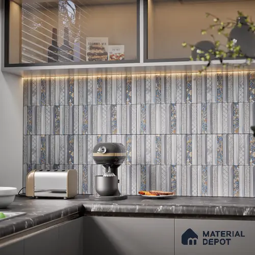 Faux Subway Wall Tile TL 08501 C 1 ft x 1 ft Glue Matte Finish Ceramic Tile - 10 mm | Suitable for Kitchen, Bathroom & Dining Area | Please Expect a Slight Variation of Pattern