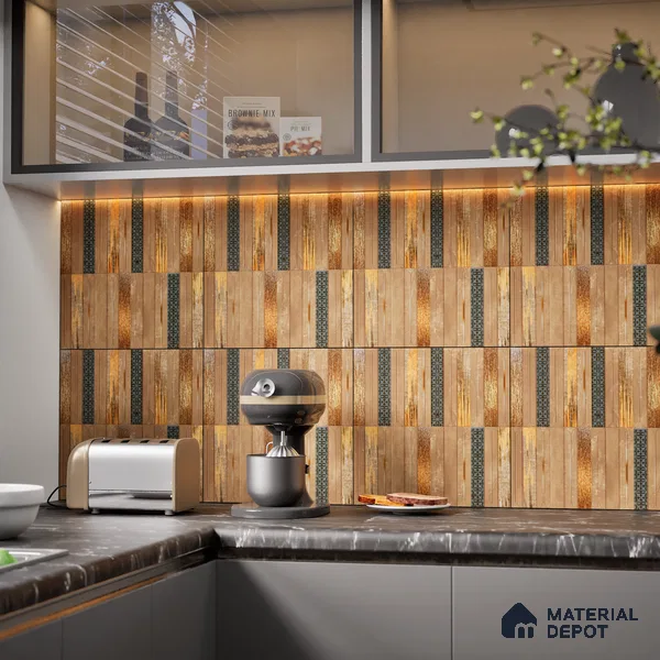 Faux Subway Wall Tile TL 08501 D 1 ft x 1 ft Glue Matte Finish Ceramic Tile - 10 mm | Suitable for Kitchen, Bathroom & Dining Area | Please Expect a Slight Variation of Pattern