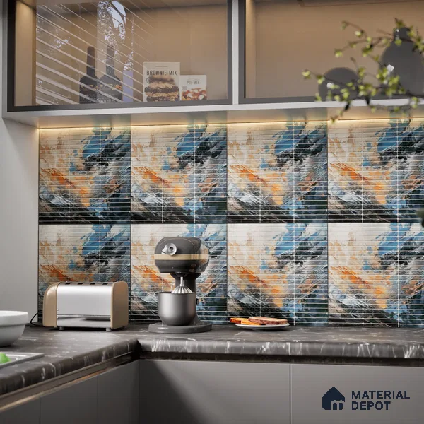 Faux Subway Wall Tile TL 08501 F 1 ft x 1 ft Glue Matte Finish Ceramic Tile - 10 mm | Suitable for Kitchen, Bathroom & Dining Area | Please Expect a Slight Variation of Pattern