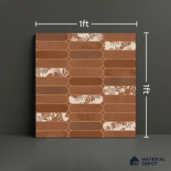 Faux Subway Wall Tile TL 08501 1 ft x 1 ft Glue Matte Finish Ceramic Tile - 10 mm | Suitable for Kitchen, Bathroom & Dining Area | Please Expect a Slight Variation of Pattern