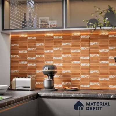 Faux Subway Wall Tile TL 08501 1 ft x 1 ft Glue Matte Finish Ceramic Tile - 10 mm | Suitable for Kitchen, Bathroom & Dining Area | Please Expect a Slight Variation of Pattern