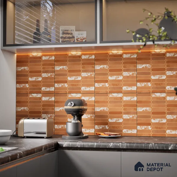 Faux Subway Wall Tile TL 08501 1 ft x 1 ft Glue Matte Finish Ceramic Tile - 10 mm | Suitable for Kitchen, Bathroom & Dining Area | Please Expect a Slight Variation of Pattern