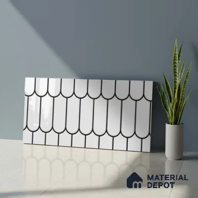Faux Subway Wall Tile TL 07079 Chromatic White 600x300 mm Glossy Finish Ceramic Tile - 7 mm | Please Expect a Slight Variation of Pattern