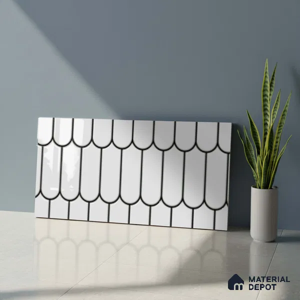 Faux Subway Wall Tile TL 07079 Chromatic White 600x300 mm Glossy Finish Ceramic Tile - 7 mm | Please Expect a Slight Variation of Pattern