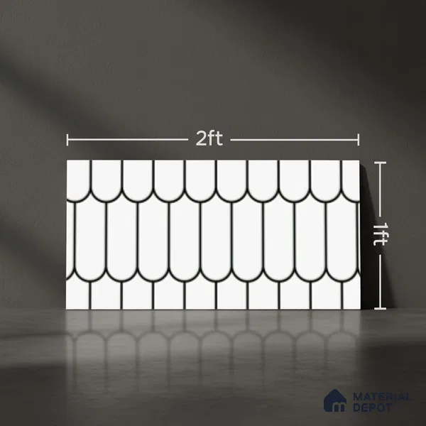 Faux Subway Wall Tile TL 07079 Chromatic White 600x300 mm Glossy Finish Ceramic Tile - 7 mm | Please Expect a Slight Variation of Pattern