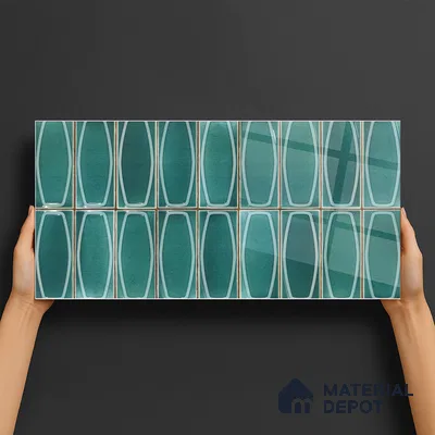 Faux Subway Wall Tile TL 05379 C Miraq Chester Jade Green 2 ft x 1 ft Ceramic Glossy Finish - 8 mm | Suitable For Kitchen, Bathroom Walls and Backsplashes | Please Expect a Slight Variation of Pattern (Sample)