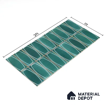 Faux Subway Wall Tile TL 05379 C Miraq Chester Jade Green 2 ft x 1 ft Ceramic Glossy Finish - 8 mm | Suitable For Kitchen, Bathroom Walls and Backsplashes | Please Expect a Slight Variation of Pattern (Sample)
