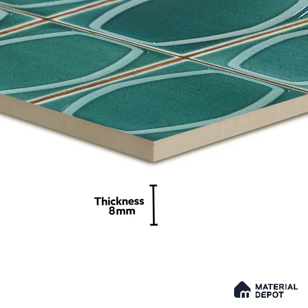 Faux Subway Wall Tile TL 05379 C Miraq Chester Jade Green 2 ft x 1 ft Ceramic Glossy Finish - 8 mm | Suitable For Kitchen, Bathroom Walls and Backsplashes | Please Expect a Slight Variation of Pattern (Sample)
