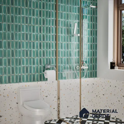 Faux Subway Wall Tile TL 05379 C Miraq Chester Jade Green 2 ft x 1 ft Ceramic Glossy Finish - 8 mm | Suitable For Kitchen, Bathroom Walls and Backsplashes | Please Expect a Slight Variation of Pattern (Sample)