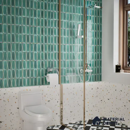 Faux Subway Wall Tile TL 05379 C Miraq Chester Jade Green 2 ft x 1 ft Ceramic Glossy Finish - 8 mm | Suitable For Kitchen, Bathroom Walls and Backsplashes | Image 06