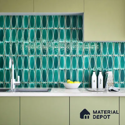 Faux Subway Wall Tile TL 05379 C Miraq Chester Jade Green 2 ft x 1 ft Ceramic Glossy Finish - 8 mm | Suitable For Kitchen, Bathroom Walls and Backsplashes | Please Expect a Slight Variation of Pattern (Sample)