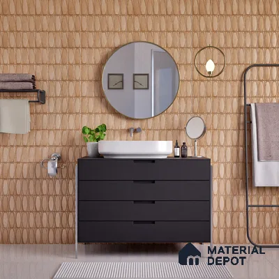 Faux Subway Wall Tile TL 05379 D Miraq Chester Walnut 2 ft x 1 ft Ceramic Matte Finish - 8 mm | Suitable For Kitchen, Bathroom Walls and Backsplashes | Please Expect a Slight Variation of Pattern (Sample)