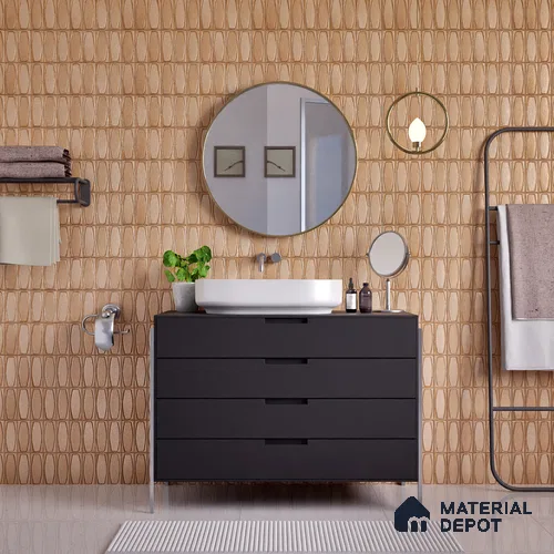 Faux Subway Wall Tile TL 05379 D Miraq Chester Walnut 2 ft x 1 ft Ceramic Matte Finish - 8 mm | Suitable For Kitchen, Bathroom Walls and Backsplashes | Please Expect a Slight Variation of Pattern