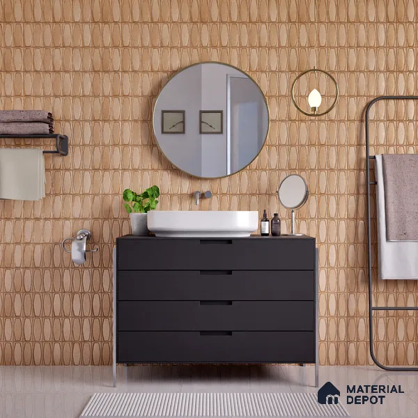 Faux Subway Wall Tile TL 05379 D Miraq Chester Walnut 2 ft x 1 ft Ceramic Matte Finish - 8 mm | Suitable For Kitchen, Bathroom Walls and Backsplashes | Please Expect a Slight Variation of Pattern (Sample)