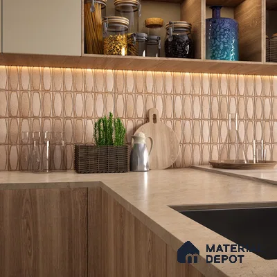 Faux Subway Wall Tile TL 05379 D Miraq Chester Walnut 2 ft x 1 ft Ceramic Matte Finish - 8 mm | Suitable For Kitchen, Bathroom Walls and Backsplashes | Please Expect a Slight Variation of Pattern (Sample)