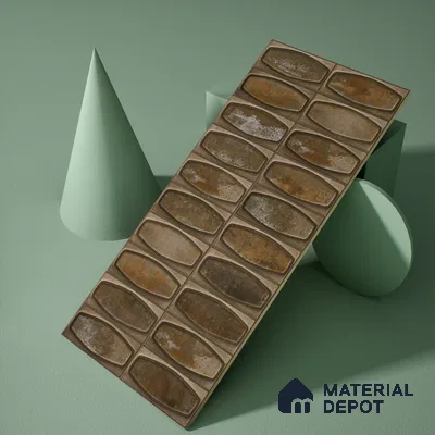 Faux Subway Wall Tile TL 05379 E Miraq Chester Rustic Brown 2 ft x 1 ft Ceramic Matte Finish - 8 mm | Suitable For Kitchen, Bathroom Walls and Backsplashes | Please Expect a Slight Variation of Pattern (Sample)