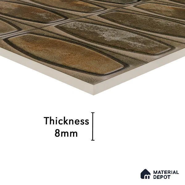 Faux Subway Wall Tile TL 05379 E Miraq Chester Rustic Brown 2 ft x 1 ft Ceramic Matte Finish - 8 mm | Suitable For Kitchen, Bathroom Walls and Backsplashes | Please Expect a Slight Variation of Pattern (Sample)