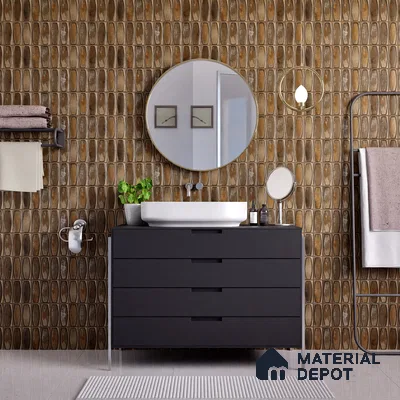 Faux Subway Wall Tile TL 05379 E Miraq Chester Rustic Brown 2 ft x 1 ft Ceramic Matte Finish - 8 mm | Suitable For Kitchen, Bathroom Walls and Backsplashes | Please Expect a Slight Variation of Pattern (Sample)