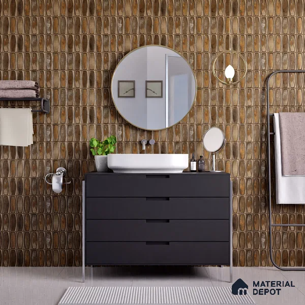 Faux Subway Wall Tile TL 05379 E Miraq Chester Rustic Brown 2 ft x 1 ft Ceramic Matte Finish - 8 mm | Suitable For Kitchen, Bathroom Walls and Backsplashes | Please Expect a Slight Variation of Pattern (Sample)