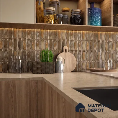 Faux Subway Wall Tile TL 05379 E Miraq Chester Rustic Brown 2 ft x 1 ft Ceramic Matte Finish - 8 mm | Suitable For Kitchen, Bathroom Walls and Backsplashes | Please Expect a Slight Variation of Pattern (Sample)