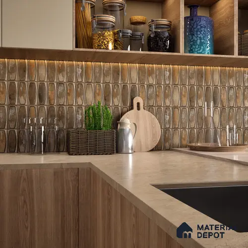 Faux Subway Wall Tile TL 05379 E Miraq Chester Rustic Brown 2 ft x 1 ft Ceramic Matte Finish - 8 mm | Suitable For Kitchen, Bathroom Walls and Backsplashes | Please Expect a Slight Variation of Pattern