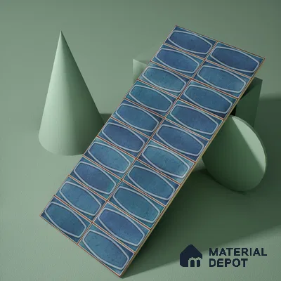 Faux Subway Wall Tile TL 05379 F Miraq Chester Deep Blue 2 ft x 1 ft Ceramic Matte Finish - 8 mm | Suitable For Kitchen, Bathroom Walls and Backsplashes | Please Expect a Slight Variation of Pattern (Sample)