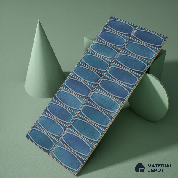Faux Subway Wall Tile TL 05379 F Miraq Chester Deep Blue 2 ft x 1 ft Ceramic Matte Finish - 8 mm | Suitable For Kitchen, Bathroom Walls and Backsplashes | Please Expect a Slight Variation of Pattern (Sample)