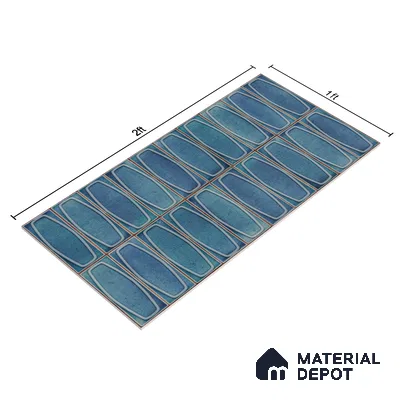 Faux Subway Wall Tile TL 05379 F Miraq Chester Deep Blue 2 ft x 1 ft Ceramic Matte Finish - 8 mm | Suitable For Kitchen, Bathroom Walls and Backsplashes | Please Expect a Slight Variation of Pattern (Sample)