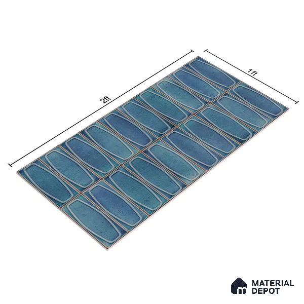 Faux Subway Wall Tile TL 05379 F Miraq Chester Deep Blue 2 ft x 1 ft Ceramic Matte Finish - 8 mm | Suitable For Kitchen, Bathroom Walls and Backsplashes | Please Expect a Slight Variation of Pattern (Sample)