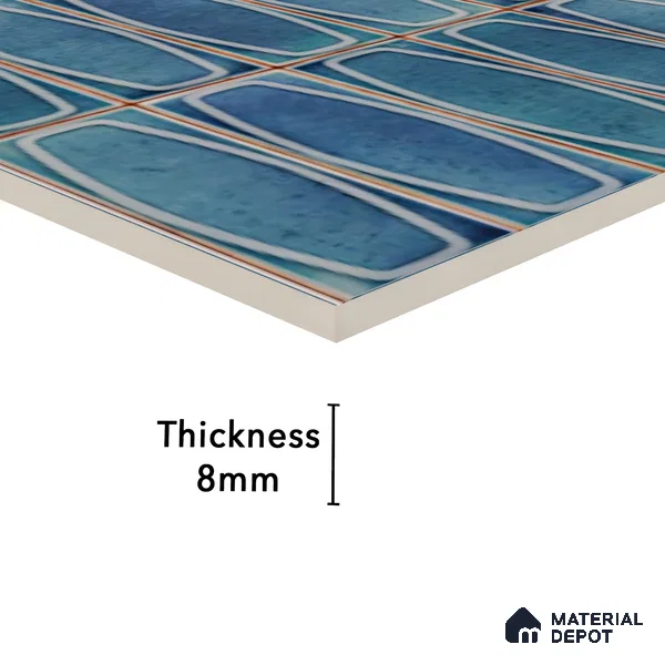 Faux Subway Wall Tile TL 05379 F Miraq Chester Deep Blue 2 ft x 1 ft Ceramic Matte Finish - 8 mm | Suitable For Kitchen, Bathroom Walls and Backsplashes | Please Expect a Slight Variation of Pattern (Sample)