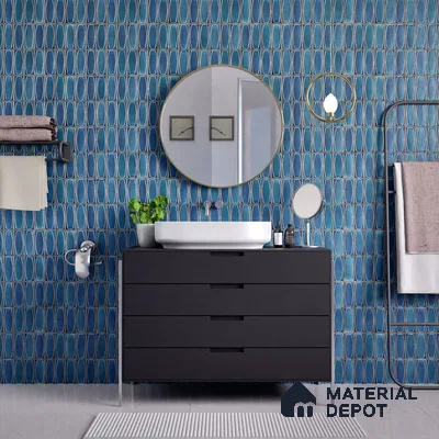 Faux Subway Wall Tile TL 05379 F Miraq Chester Deep Blue 2 ft x 1 ft Ceramic Matte Finish - 8 mm | Suitable For Kitchen, Bathroom Walls and Backsplashes | Please Expect a Slight Variation of Pattern (Sample)
