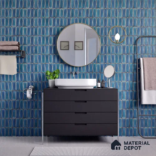 Faux Subway Wall Tile TL 05379 F Miraq Chester Deep Blue 2 ft x 1 ft Ceramic Matte Finish - 8 mm | Suitable For Kitchen, Bathroom Walls and Backsplashes | Please Expect a Slight Variation of Pattern