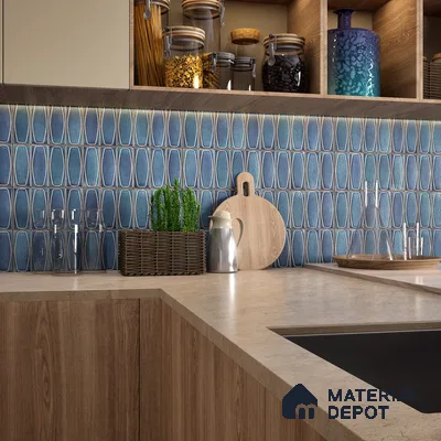 Faux Subway Wall Tile TL 05379 F Miraq Chester Deep Blue 2 ft x 1 ft Ceramic Matte Finish - 8 mm | Suitable For Kitchen, Bathroom Walls and Backsplashes | Please Expect a Slight Variation of Pattern (Sample)