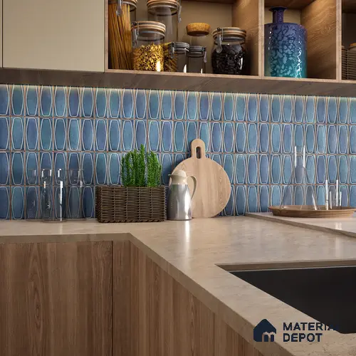 Faux Subway Wall Tile TL 05379 F Miraq Chester Deep Blue 2 ft x 1 ft Ceramic Matte Finish - 8 mm | Suitable For Kitchen, Bathroom Walls and Backsplashes | Please Expect a Slight Variation of Pattern