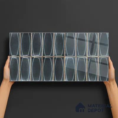 Faux Subway Wall Tile TL 05379 Miraq Chester Ash Black 2 ft x 1 ft Ceramic Glossy Finish - 8 mm | Suitable For Kitchen, Bathroom Walls and Backsplashes (Sample)