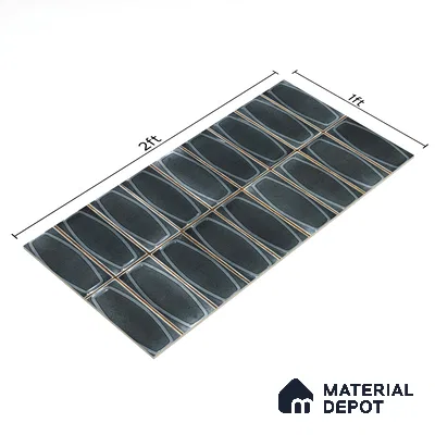 Faux Subway Wall Tile TL 05379 Miraq Chester Ash Black 2 ft x 1 ft Ceramic Glossy Finish - 8 mm | Suitable For Kitchen, Bathroom Walls and Backsplashes (Sample)