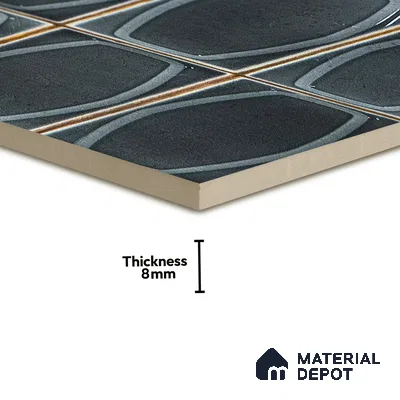 Faux Subway Wall Tile TL 05379 Miraq Chester Ash Black 2 ft x 1 ft Ceramic Glossy Finish - 8 mm | Suitable For Kitchen, Bathroom Walls and Backsplashes (Sample)