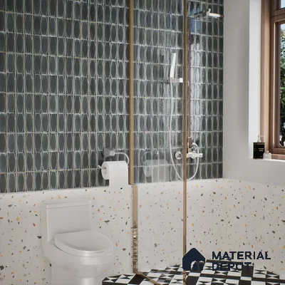 Faux Subway Wall Tile TL 05379 Miraq Chester Ash Black 2 ft x 1 ft Ceramic Glossy Finish - 8 mm | Suitable For Kitchen, Bathroom Walls and Backsplashes (Sample)