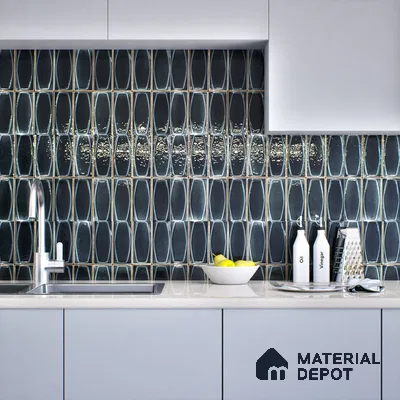 Faux Subway Wall Tile TL 05379 Miraq Chester Ash Black 2 ft x 1 ft Ceramic Glossy Finish - 8 mm | Suitable For Kitchen, Bathroom Walls and Backsplashes (Sample)