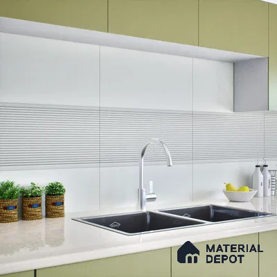 Faux Subway Wall Tile TL 05383 B Miraq Liner Arctic White 2 ft x 1 ft Ceramic Matte Finish - 8 mm | Suitable For Kitchen, Bathroom Walls and Backsplashes | Please Expect a Slight Variation of Pattern
