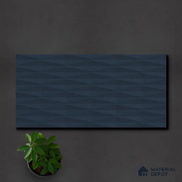 Punch Wall Tile TL 05383 E Miraq Diamond Deep Blue 2 ft x 1 ft Ceramic Matte Finish - 8 mm | Suitable For Kitchen, Bathroom Walls and Backsplashes | Please Expect a Slight Variation of Pattern