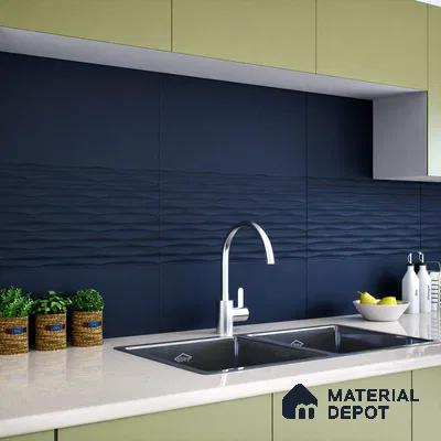 Punch Wall Tile TL 05383 E Miraq Diamond Deep Blue 2 ft x 1 ft Ceramic Matte Finish - 8 mm | Suitable For Kitchen, Bathroom Walls and Backsplashes | Please Expect a Slight Variation of Pattern