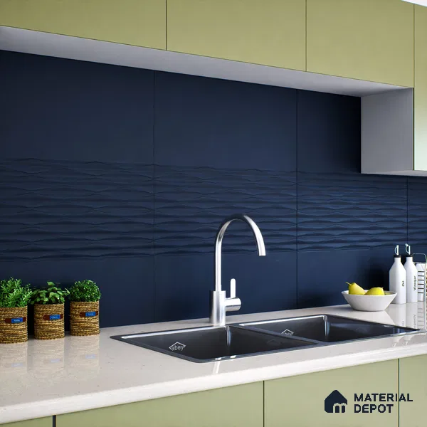 Punch Wall Tile TL 05383 E Miraq Diamond Deep Blue 2 ft x 1 ft Ceramic Matte Finish - 8 mm | Suitable For Kitchen, Bathroom Walls and Backsplashes | Please Expect a Slight Variation of Pattern