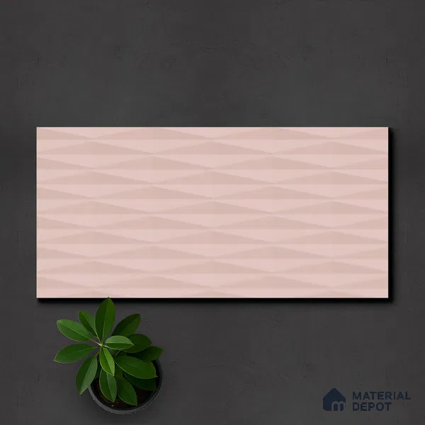 Faux Subway Wall Tile TL 05383 G Miraq Diamond Pink 2 ft x 1 ft Ceramic Matte Finish - 8 mm | Suitable For Kitchen, Bathroom Walls and Backsplashes (Sample)