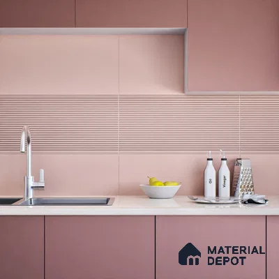 Faux Subway Wall Tile TL 05383 H Miraq Liner Pink 2 ft x 1 ft Ceramic Matte Finish - 8 mm | Suitable For Kitchen, Bathroom Walls and Backsplashes (Sample)