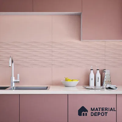 Faux Subway Wall Tile TL 05383 I Miraq Plain Pink 2 ft x 1 ft Ceramic Matte Finish - 8 mm | Suitable For Kitchen, Bathroom Walls and Backsplashes (Sample)