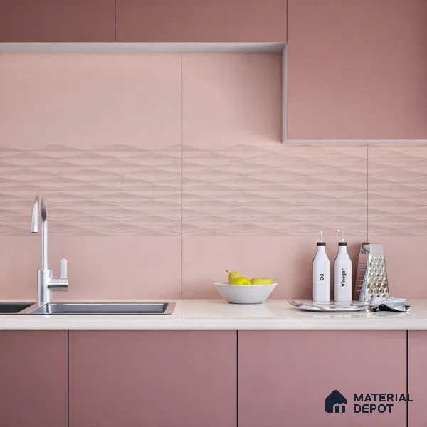 Faux Subway Wall Tile TL 05383 I Miraq Plain Pink 2 ft x 1 ft Ceramic Matte Finish - 8 mm | Suitable For Kitchen, Bathroom Walls and Backsplashes (Sample)