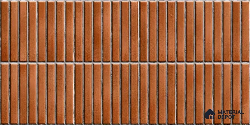 Faux Subway Wall Tile TL 05376 B Miraq Kitkat Terracotta 2 ft x 1 ft Ceramic Glossy Finish - 8 mm | Suitable For Kitchen, Bathroom Walls and Backsplashes | Please Expect a Slight Variation of Pattern (Sample)